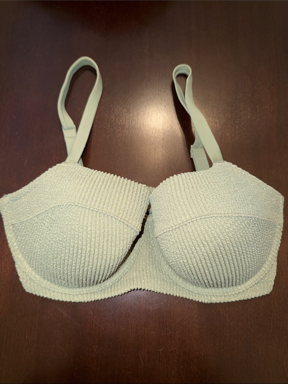 Aerie Textured Padded Swim Bra in Light Sage